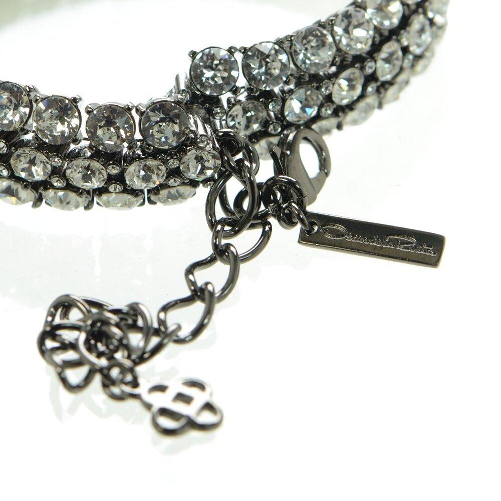 Oscar de la Renta Gunmetal Triple Strand Crystal Coil Choker Necklace - Picture 8 of 8